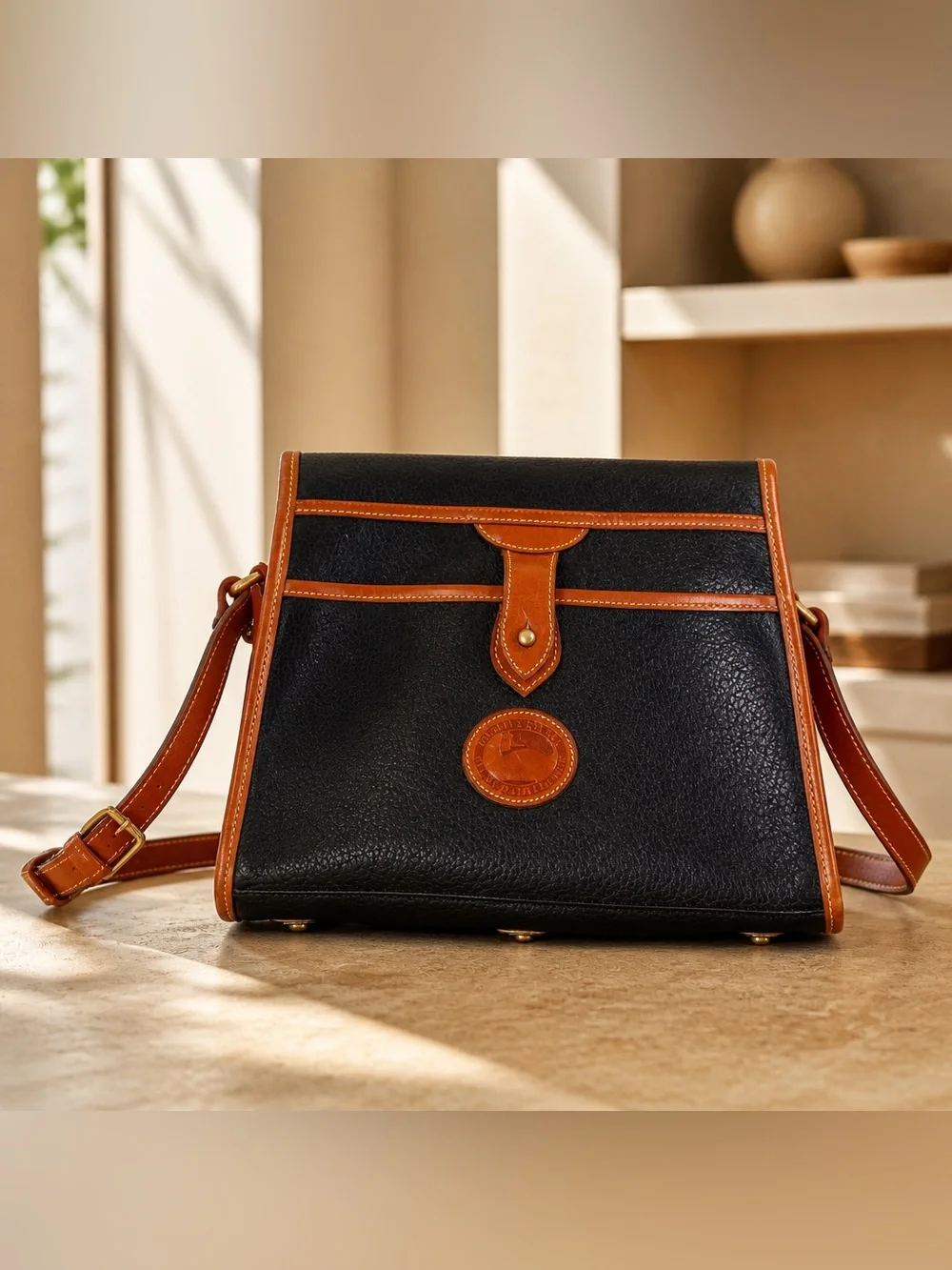 Vintage Dooney & Bourke All-Weather Leather (AWL) Arrowhead Essex Crossbody Bag.